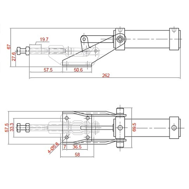 Vendita online Bloccaggio pneumatico a spinta base piatta 280 Kg.